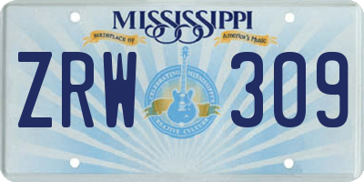 MS license plate ZRW309