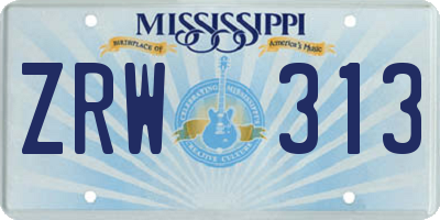 MS license plate ZRW313