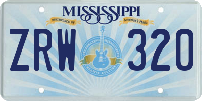 MS license plate ZRW320