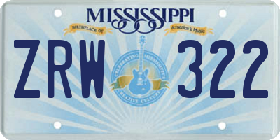 MS license plate ZRW322