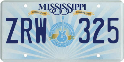 MS license plate ZRW325