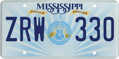 MS license plate ZRW330