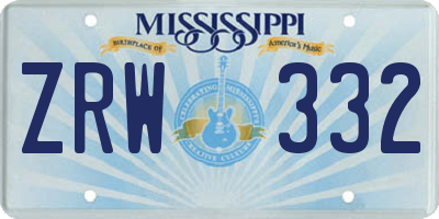 MS license plate ZRW332