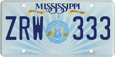 MS license plate ZRW333