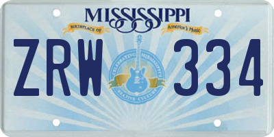 MS license plate ZRW334