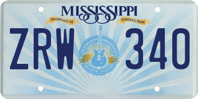 MS license plate ZRW340