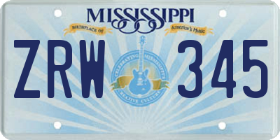 MS license plate ZRW345