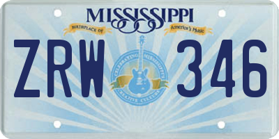 MS license plate ZRW346