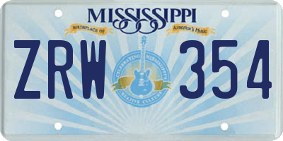 MS license plate ZRW354