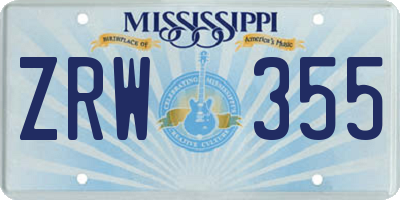 MS license plate ZRW355