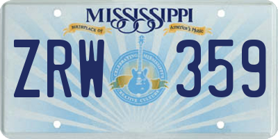 MS license plate ZRW359