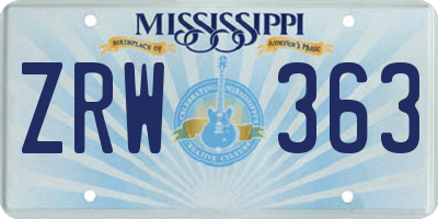 MS license plate ZRW363