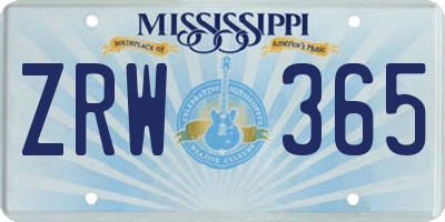 MS license plate ZRW365