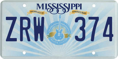 MS license plate ZRW374