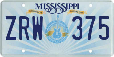 MS license plate ZRW375