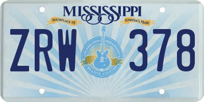 MS license plate ZRW378