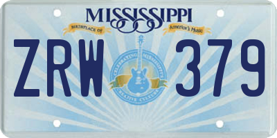 MS license plate ZRW379