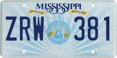 MS license plate ZRW381