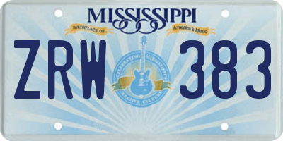 MS license plate ZRW383