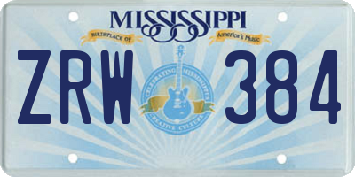 MS license plate ZRW384