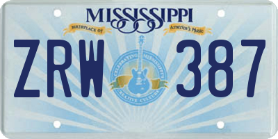 MS license plate ZRW387