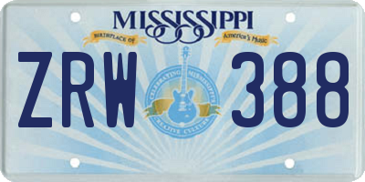 MS license plate ZRW388