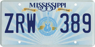 MS license plate ZRW389