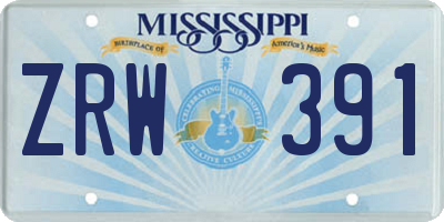 MS license plate ZRW391