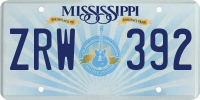 MS license plate ZRW392