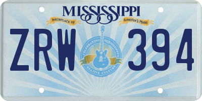MS license plate ZRW394