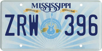 MS license plate ZRW396