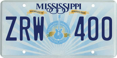 MS license plate ZRW400