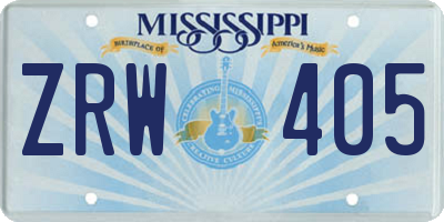 MS license plate ZRW405