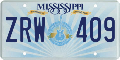 MS license plate ZRW409