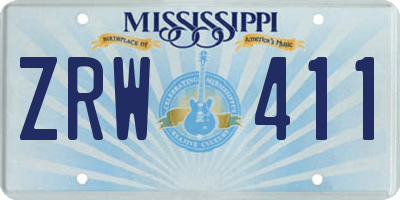 MS license plate ZRW411