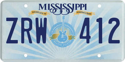 MS license plate ZRW412