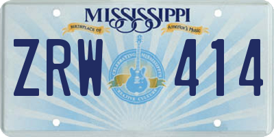 MS license plate ZRW414
