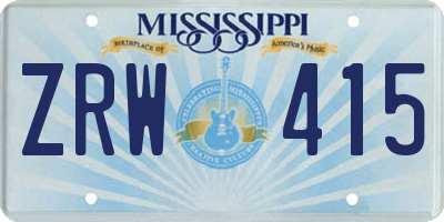 MS license plate ZRW415