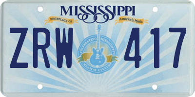 MS license plate ZRW417
