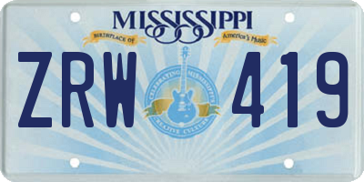 MS license plate ZRW419
