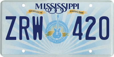 MS license plate ZRW420