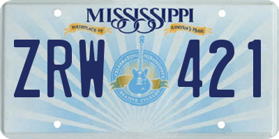 MS license plate ZRW421
