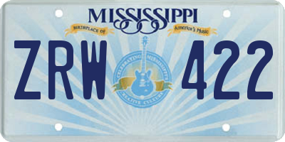 MS license plate ZRW422