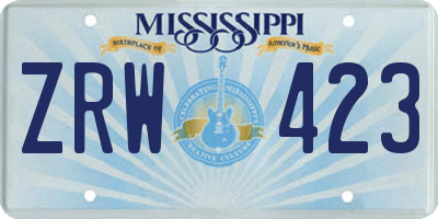 MS license plate ZRW423