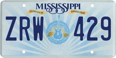 MS license plate ZRW429