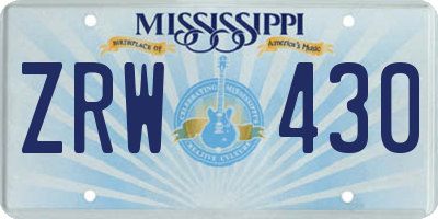 MS license plate ZRW430