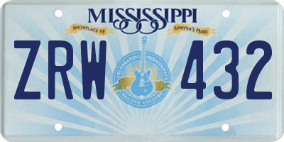 MS license plate ZRW432