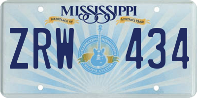 MS license plate ZRW434