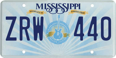 MS license plate ZRW440