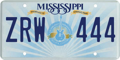 MS license plate ZRW444